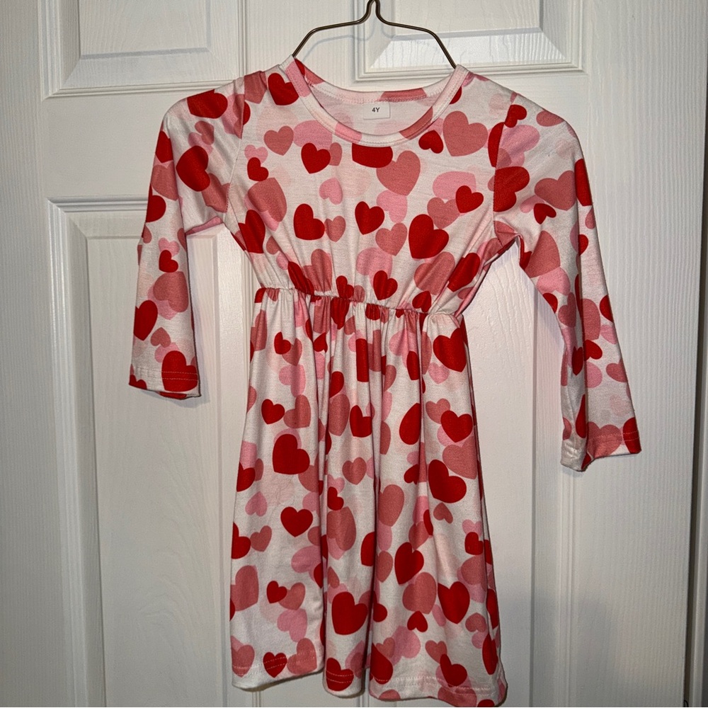 Heart Patterned Long Sleeve Dress